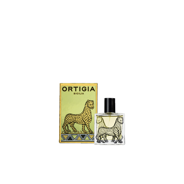 Eau de Parfum ORTIGIA en frasco con caja verde y dorada, 30 ml