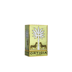 Caja de aceite corporal Ortigia con ilustración de palmera y leones