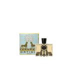 Perfume Eau de Parfum Florio Ortigia 100 ml: frasco cuadrado con tapa negra, y caja