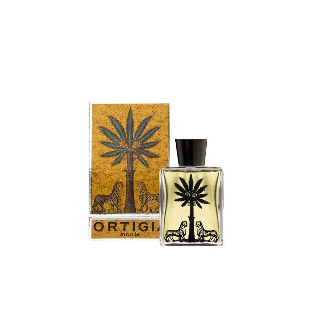 Aceite corporal Ortigia Zagara en frasco con tapa negra y caja ilustrada
