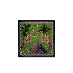Bandeja lacada con ilustración de jirafas y animales de selva, diseño cuadrado