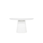 Mesa de comedor redonda blanca con base central tipo pedestal