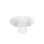Mesa redonda blanca con tablero circular y base central cilíndrica