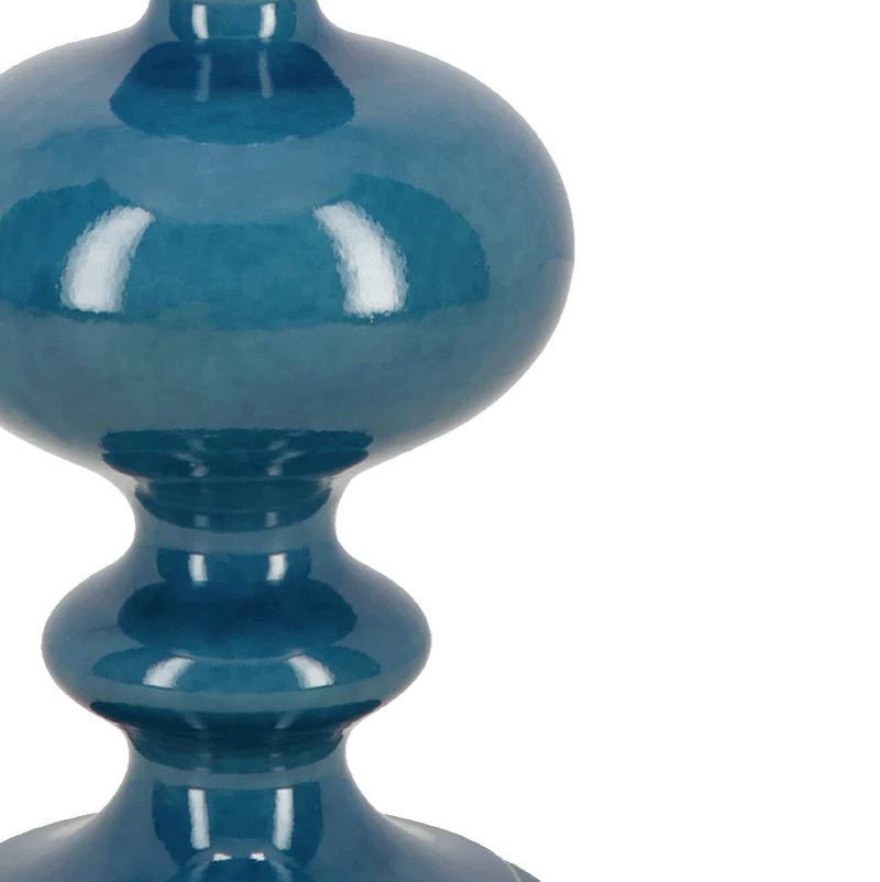 Base de lámpara azul brillante, con forma abombada y acabado pulido