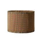Pantalla cilíndrica de caña multicolor con patrón en azul, rojo y beige