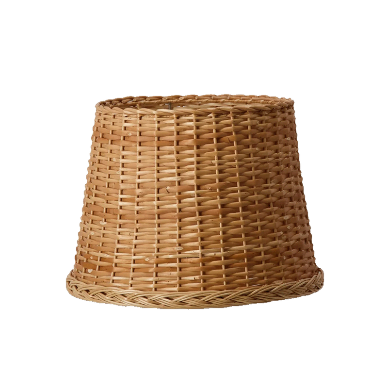 Pantalla de mimbre beige para lámpara de pie, forma cónica