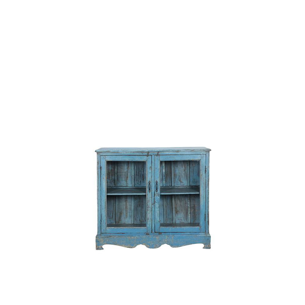 VITRINA MADERA AZUL/CRISTAL 102X41X90H 14