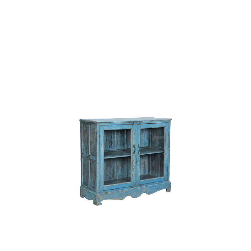 VITRINA MADERA AZUL/CRISTAL 102X41X90H 14