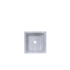Pica de mármol rectangular gris con orificio de desagüe en la parte superior