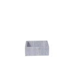Pica de mármol rectangular gris con acabado jaspeado, vista frontal inclinada
