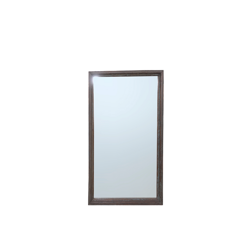 Espejo rectangular con marco de madera oscuro