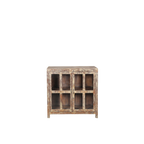 Aparador de madera con 2 puertas de cristal y compartimentos internos