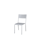 Silla de hierro blanca, respaldo alto y patas delgadas en metal