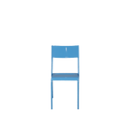 Silla de hierro azul claro con respaldo rectangular