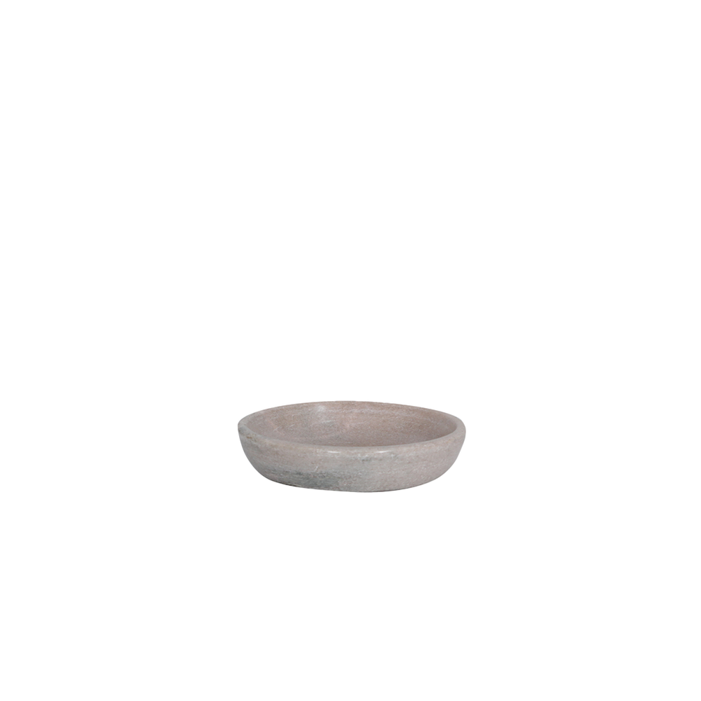 Cuenco de mármol gris, forma ovalada, acabado pulido