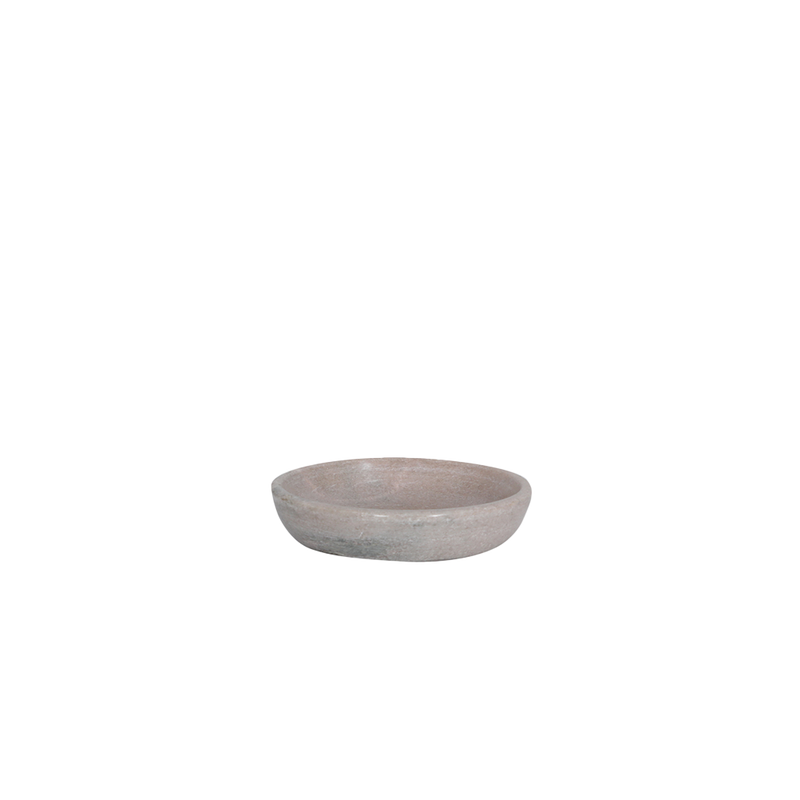 Cuenco de mármol gris, forma ovalada, acabado pulido