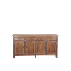 Aparador de madera maciza con 4 puertas y 4 cajones, herrajes metálicos.