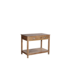 Consola de madera maciza con cajón frontal y repisa de madera, estilo rústico