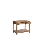 Consola de madera maciza con cajón superior y repisa inferior abierta, marrón