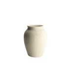 Jarrón de terracota beige, forma ovalada y boca ancha, 29x35 cm