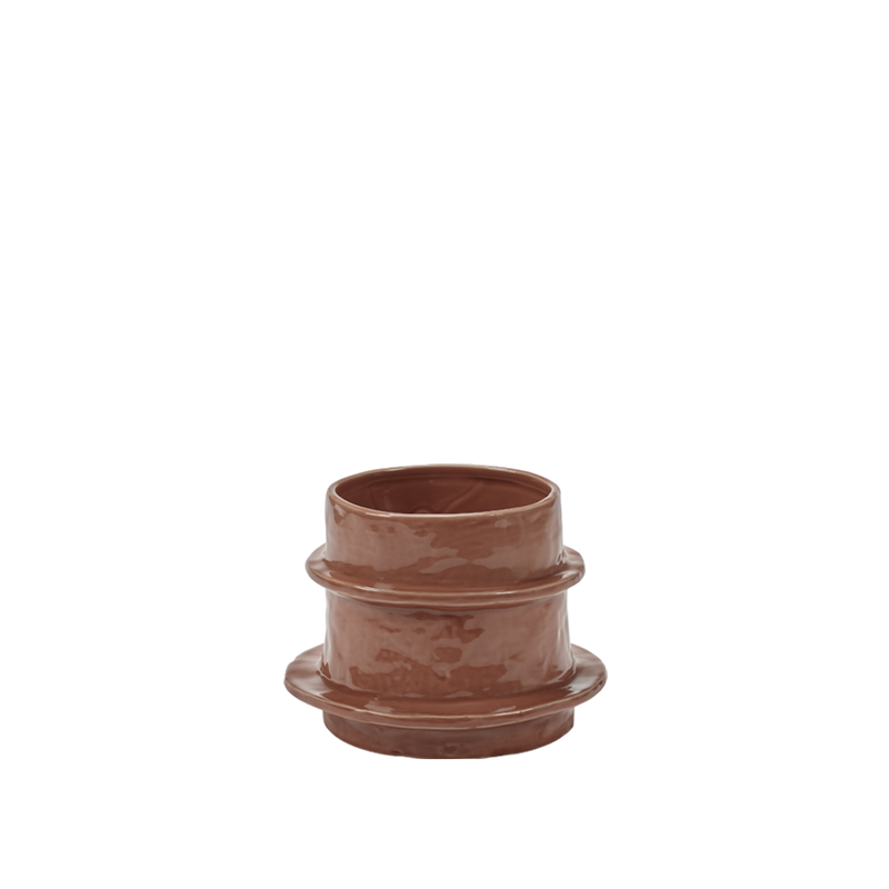 Jarrón de cerámica Molly, color marrón/terracota con acabado moteado