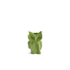 Jarrón de cerámica con forma de búho verde brillante, vista frontal
