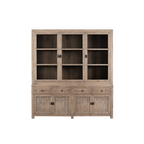 Vitrina de madera clara Heritage con vitrinas de vidrio y cajones inferiores