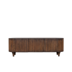 Buffet de madera oscura con frentes ranurados y patas torneadas