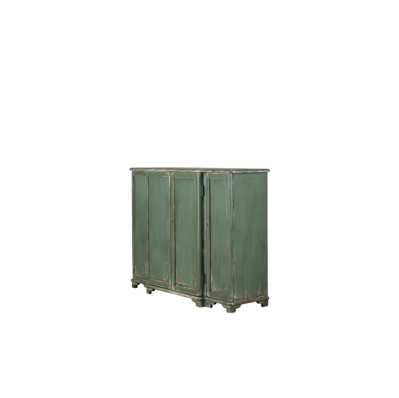 Aparador verde Heritage con cuatro puertas y patas de madera