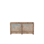 Aparador Heritage de madera decapada con dos puertas y patas de hierro