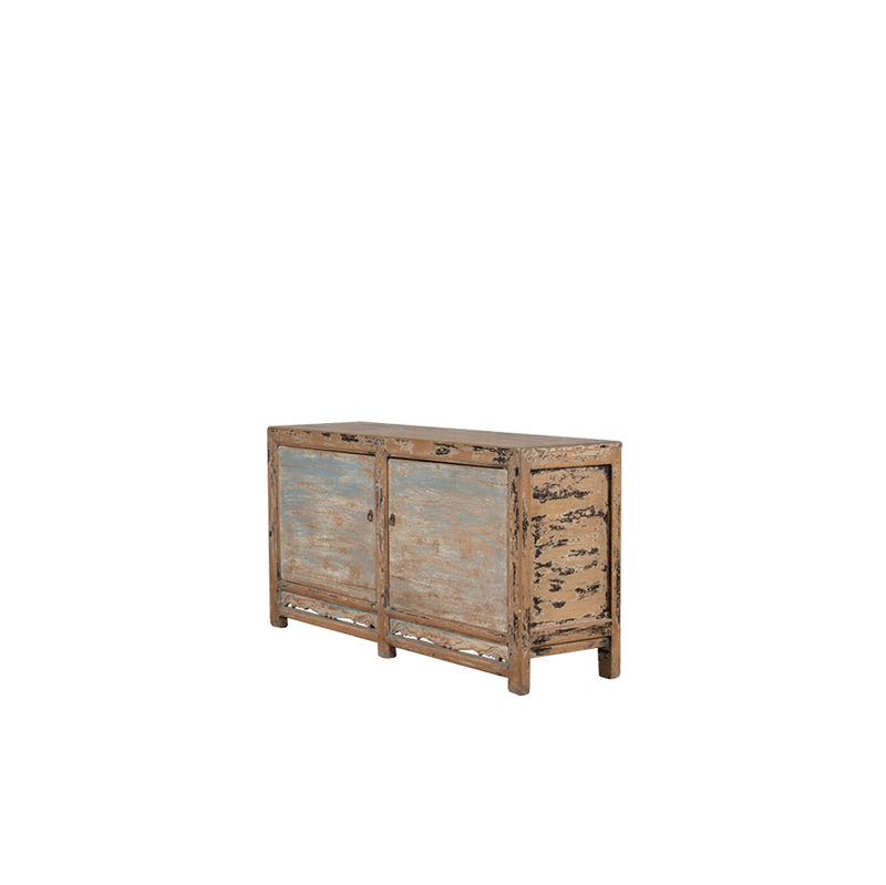Aparador Heritage de madera decapada con dos puertas y acabado envejecido