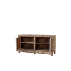 Aparador Heritage de madera decapada con dos puertas abiertas y dos huecos
