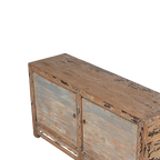 Aparador Heritage de madera decapada con dos puertas en azul desgastado
