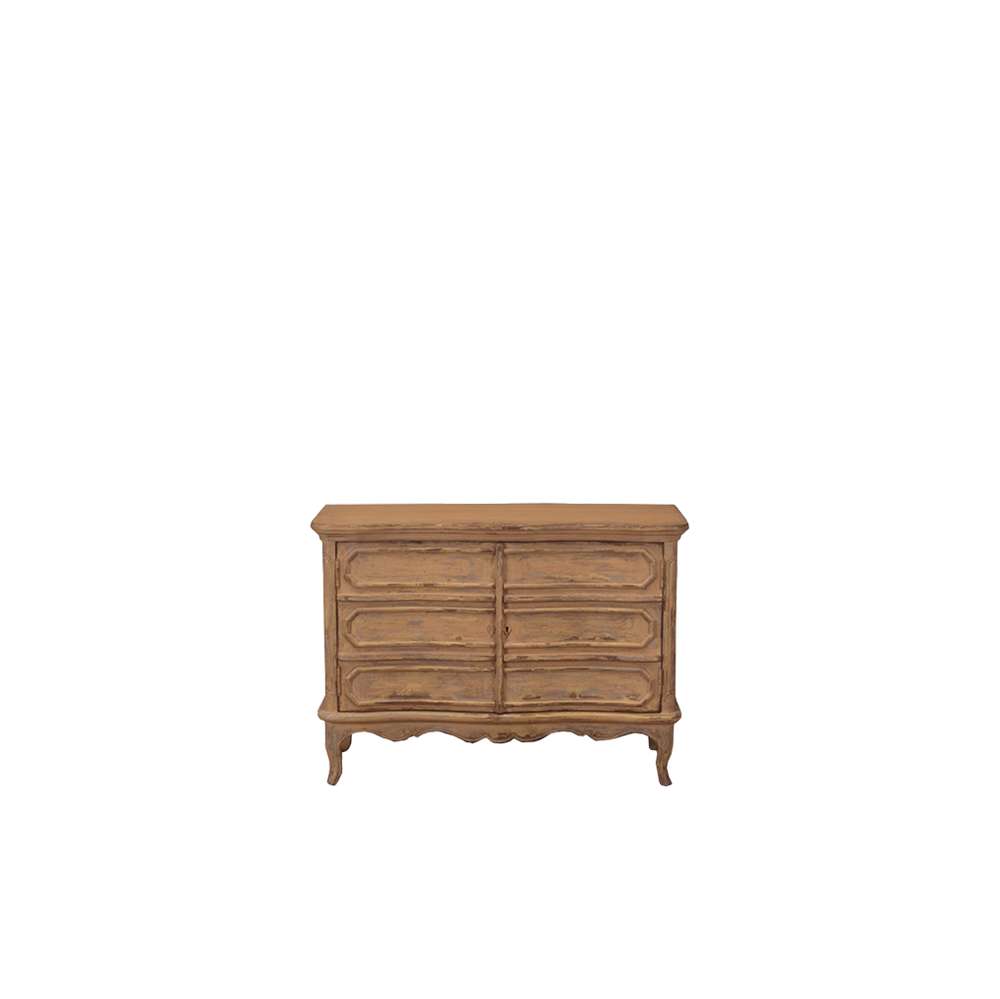 Aparador Heritage de madera con molduras y patas torneadas, vista frontal