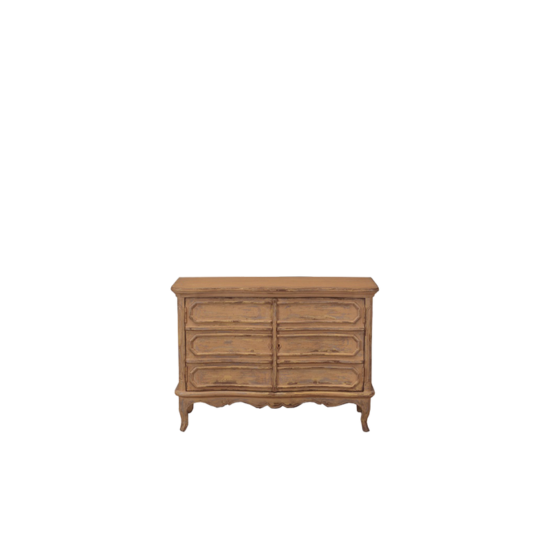 Aparador Heritage de madera con molduras y patas torneadas, vista frontal