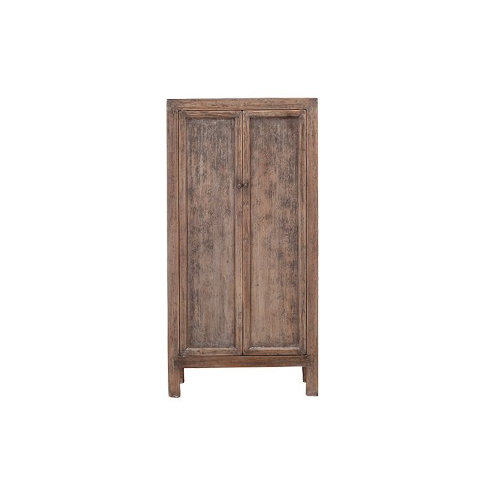 Armario de madera con dos puertas, acabado envejecido y tiradores metálicos Heritage