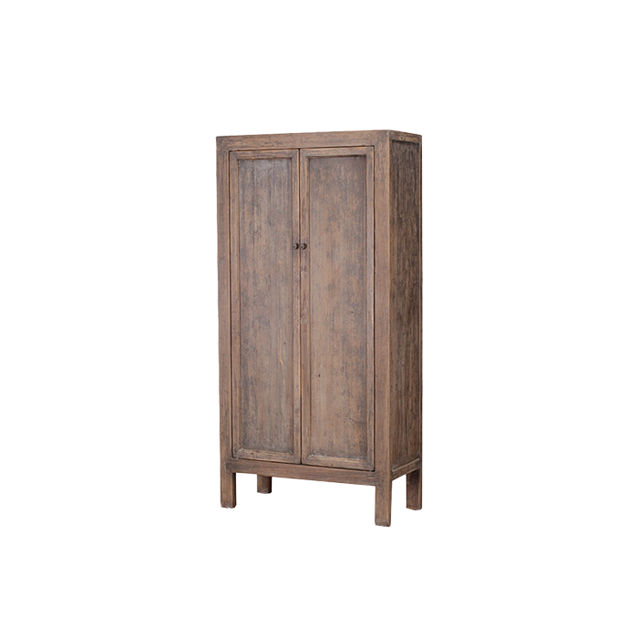 Armario de madera con dos puertas y base con patas, acabado envejecido Heritage