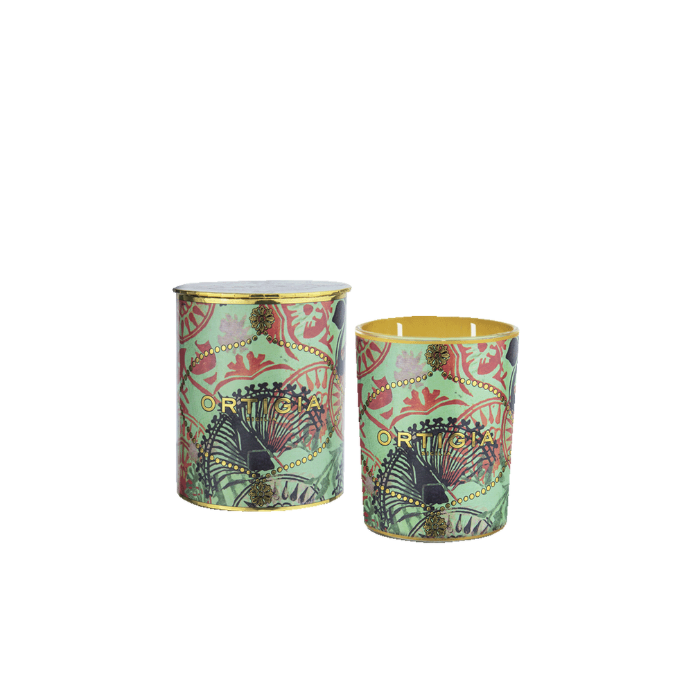 Vela aromática en recipientes metálicos estampados multicolor (2 unidades)