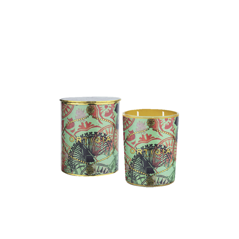 Vela aromática en recipientes metálicos estampados multicolor (2 unidades)