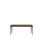 Mesa de comedor Heritage, tapa de madera oscura y patas metálicas delgadas