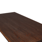 Tablero de madera oscura con vetas marcadas y borde biselado de la mesa Heritage