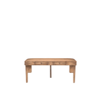 Mesa de escritorio de madera con dos cajones en la parte frontal