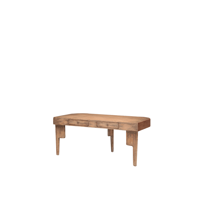 Mesa de escritorio de madera con cajón frontal y patas de madera