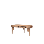 Mesa de escritorio de madera con cajones frontales y patas acanaladas