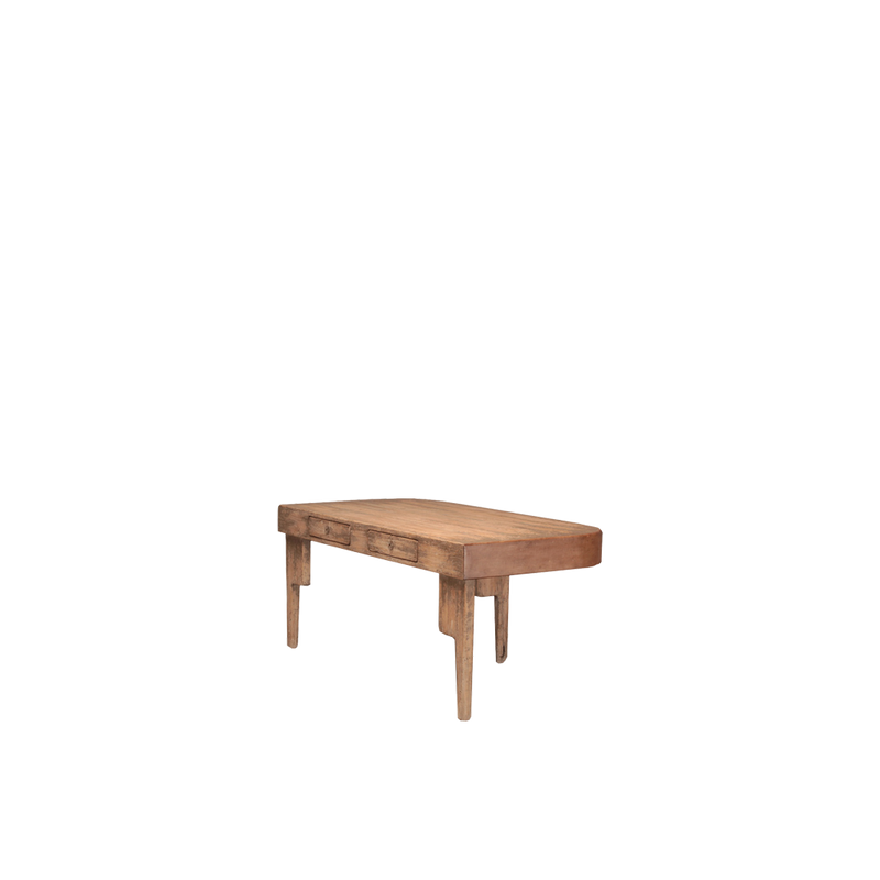 Mesa de escritorio de madera con cajón frontal y pata lateral