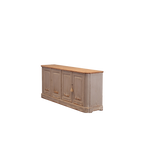 Aparador de madera beige Heritage, ángulo frontal con 4 puertas abatibles