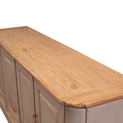 Tapa de madera del aparador Heritage beige, borde con puertas de paneles