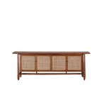 Aparador de madera con 4 puertas de rafia y herrajes negros