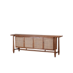 Aparador de madera con 4 puertas de rafia y tiradores negros