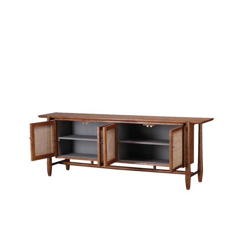 Aparador de madera con 4 puertas abatibles y compartimentos interiores